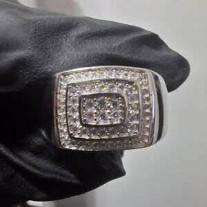 1ctw Rhodium Over 925 Sterling Silver Moissanite Size 10 Men's Ring